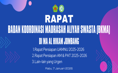 Matangkan Persiapan Ujian 2026, BKMA Jombang Gelar Rapat Koordinasi di MA Al Hikam
